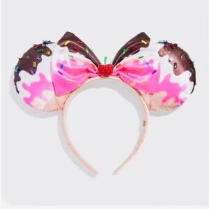 Disney Minnie Mouse Neapolitan Ice cream chocolate Ears Pink headband
